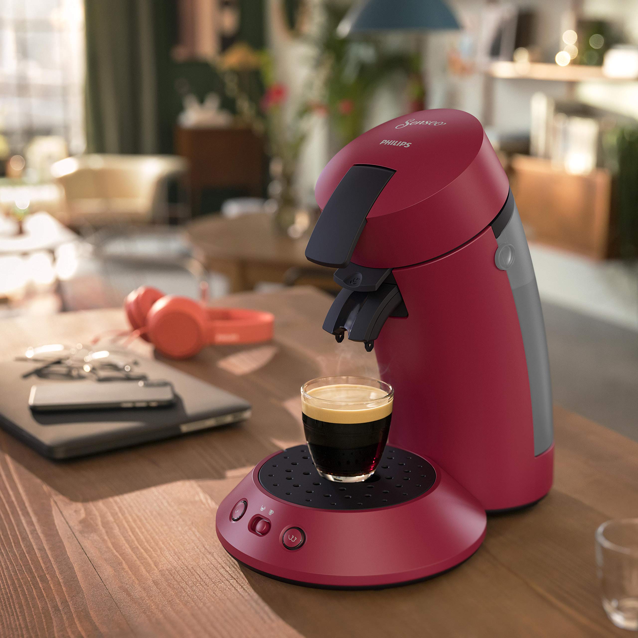 Machine à café à dosettes Rouge Personnalisable – Modèle CSA210/91